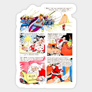 Santa Claus returns from the Wonderland Alice Retro Vintage Comic Book Sticker